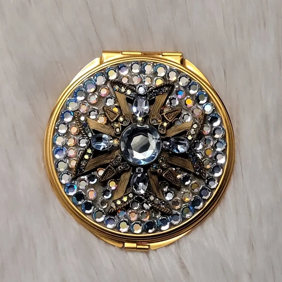 Vintage Rhinestone Double Mirror Compact
